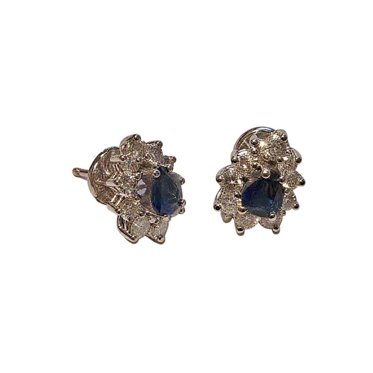 Pendientes Oro Blanco con Safiros - Mercurio Subastas