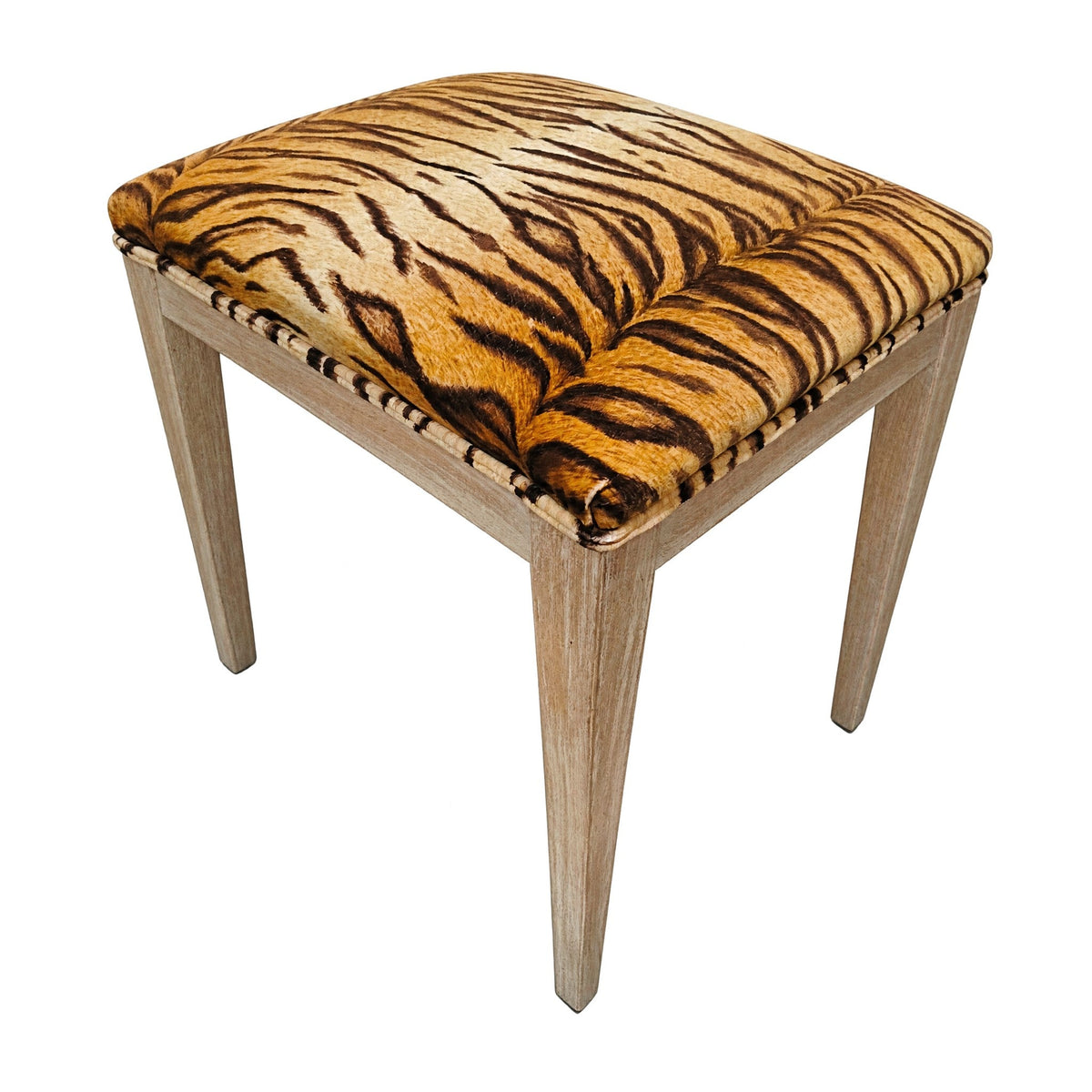 Taburete Madera estilo Leopardo - Mercurio Subastas