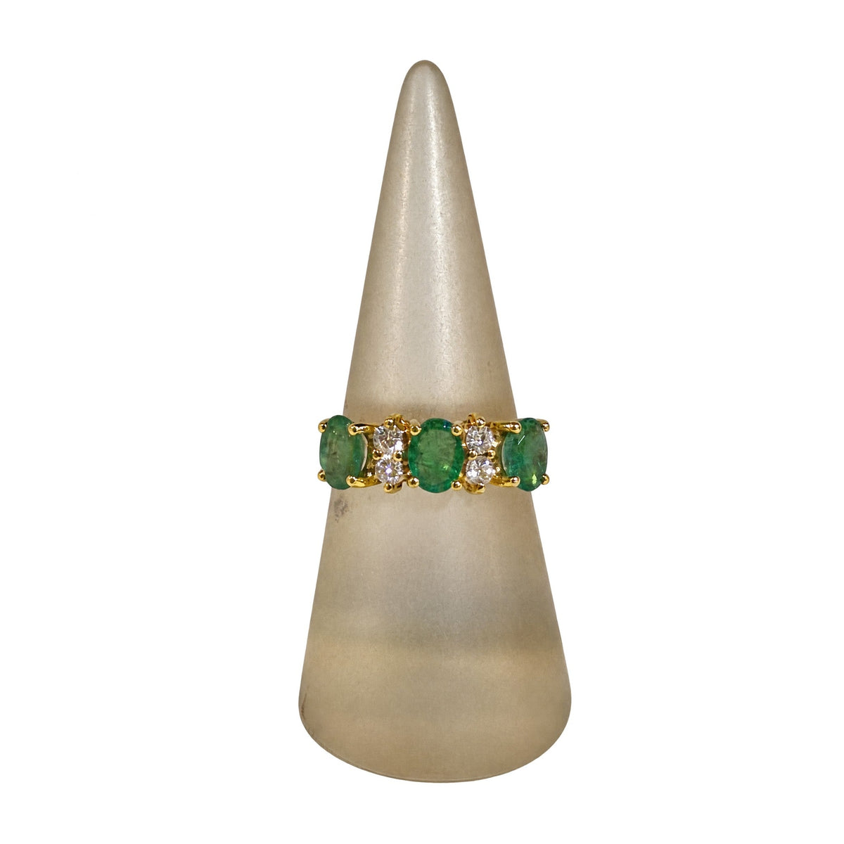 Anillo con esmeraldas y brillantes - Mercurio Subastas