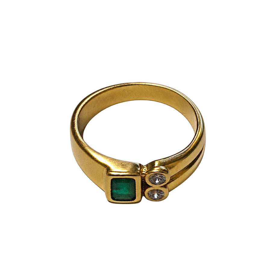 Anillo Oro con Esmeralda y Diamantes