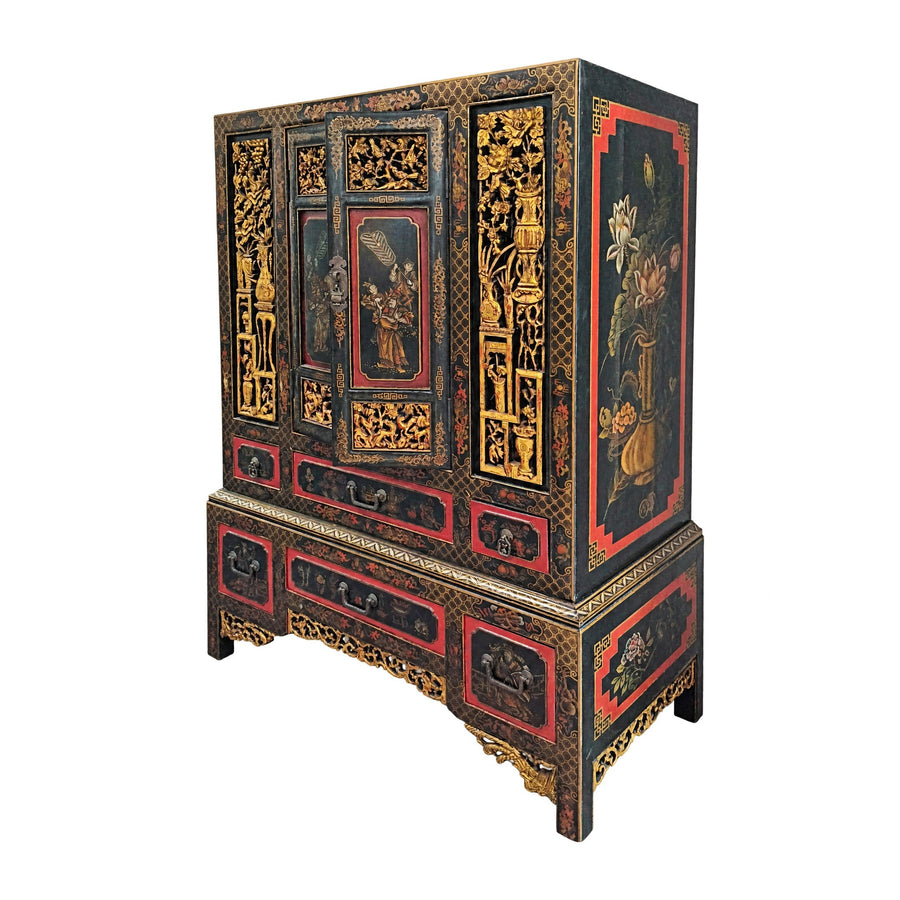 Gilded Painted Asian Cabinet